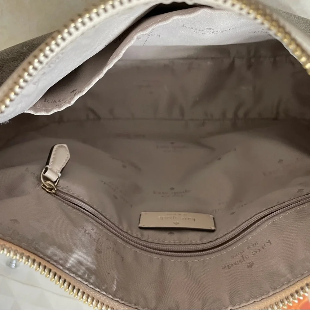 kate spade Signature Spade Flower PVC Large Crossbody, Dark Beige/Cream - Picture 9 of 14